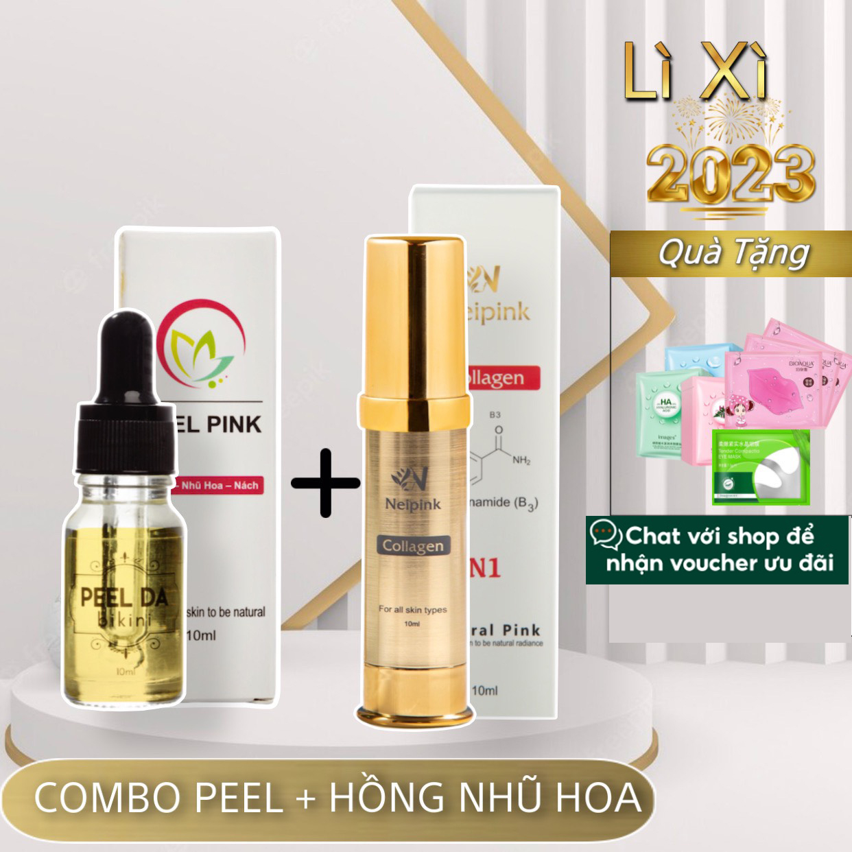 Combo làm hồng nhũ hoa kèm peel 2 trong 1 Neipink N1