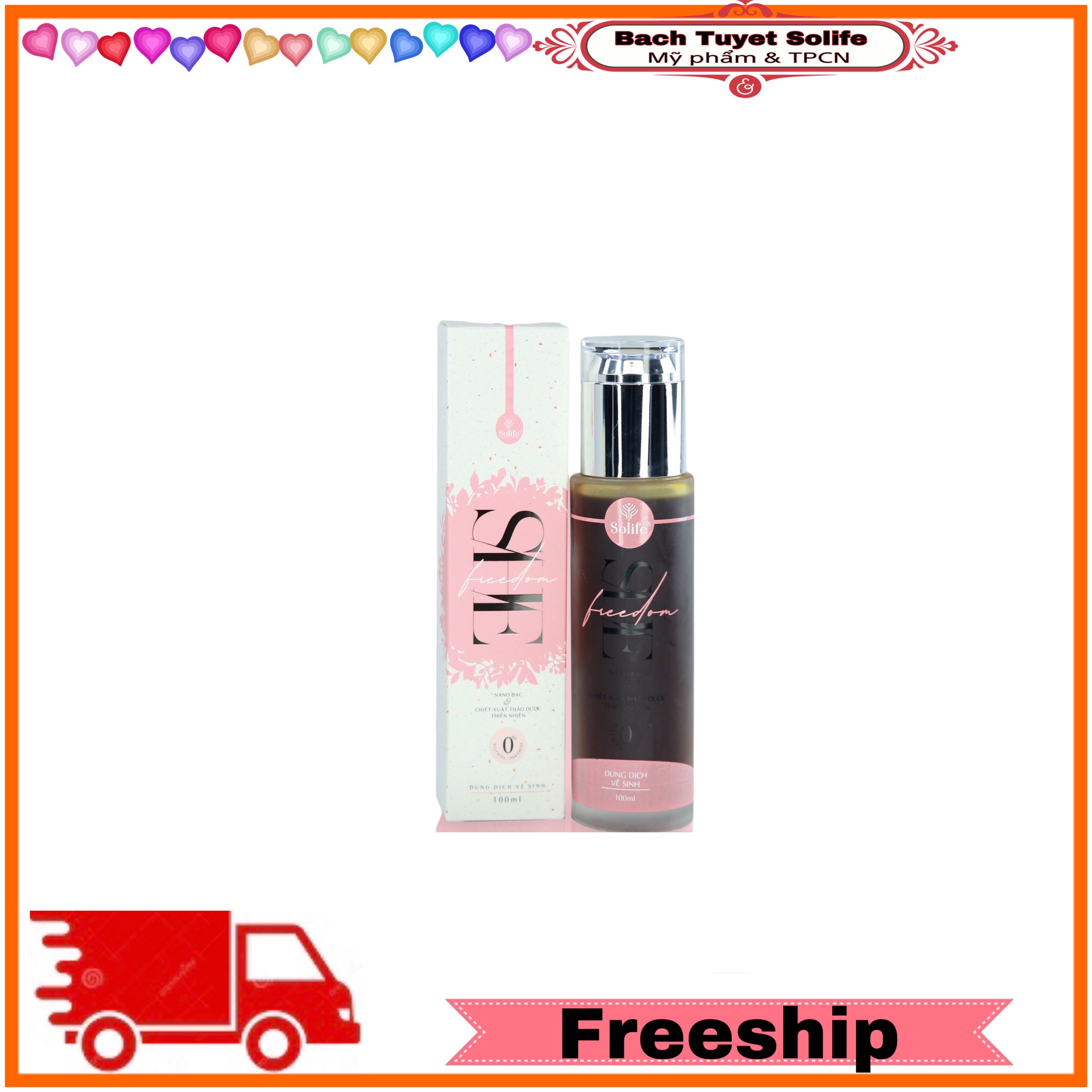 Dung dịch vệ sinh hoa nghệ tây &lá trầu không-dành cho nam nữ-shefreedom-ddvs1-bach tuyet solife