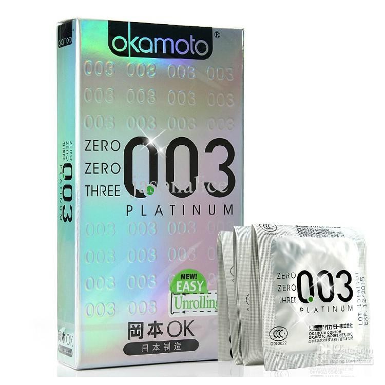 Bao cao su Okamoto 003 Platinum - 10 cái, sản phẩm có độ bền cao, chất lượng tốt, cam kết hàng nhận