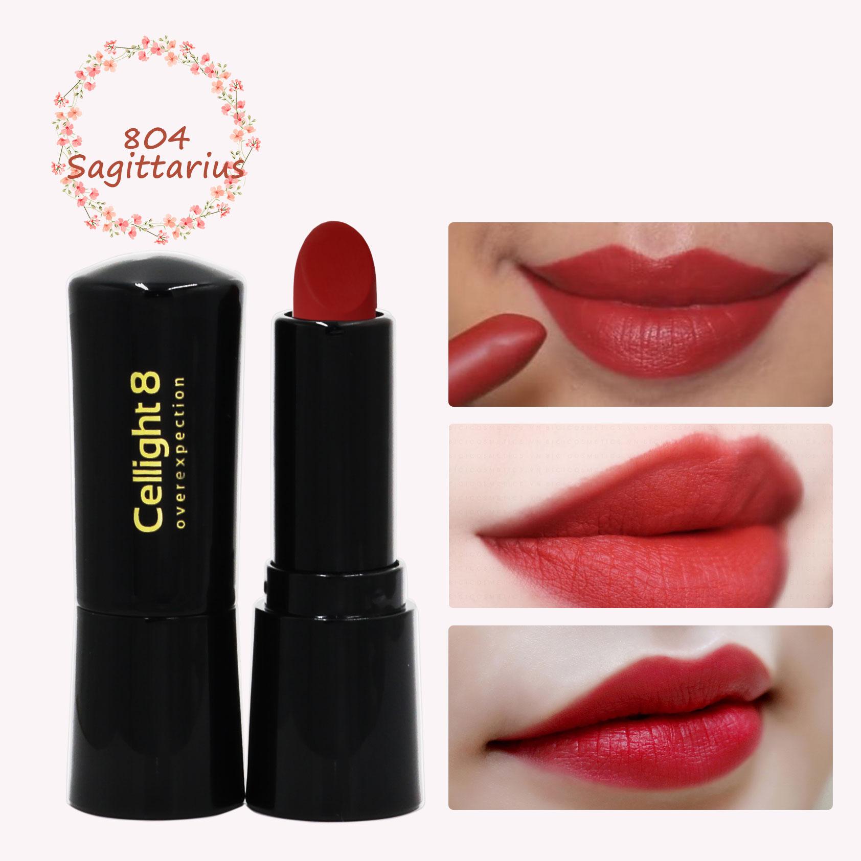 804 - Sagittarius - Đỏ Mận -  Son môi mini thiên nhiên không chì Cellight 8 Eco Lipstick (2g)