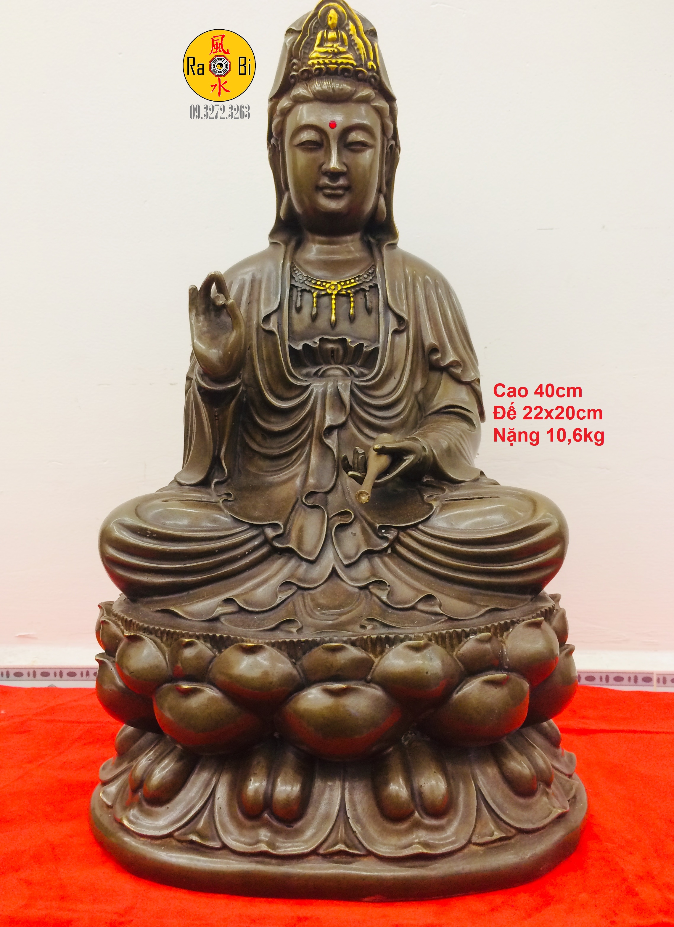 [Trả góp 0%]Đức Mẹ Quan Âm Bồ Tát ngồi 40cm - Tượng Đồng Thờ Cúng - Đồ Đồng Mỹ Nghệ