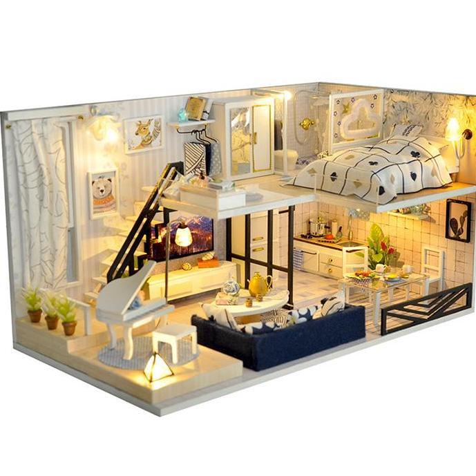 Nhà Búp Bê Barbie Mô hình nhà búp bê bằng gỗ lắp ráp Light Shadow Of Time Diydollhouse Quà tặng sinh nhật, Quà tặng bé gái