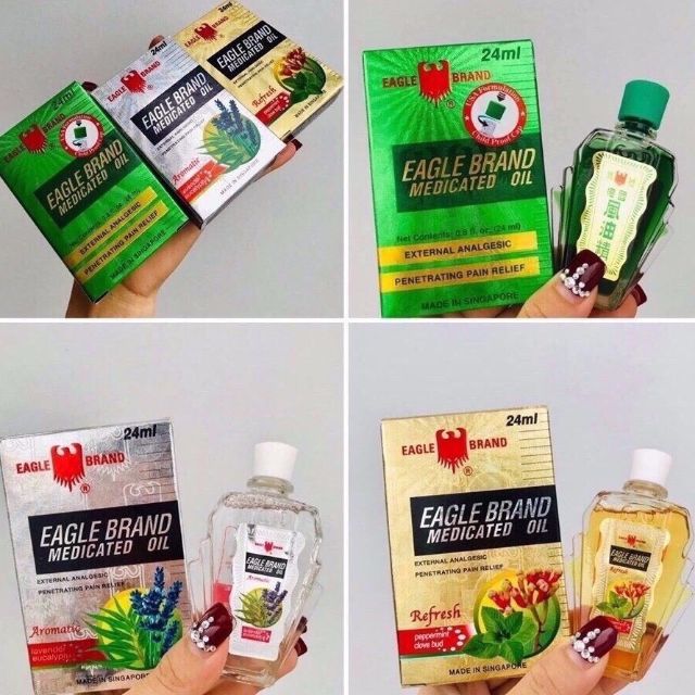 Dầu gió con ó mỹ eagle brand chai 24ml - xanh trắng vàng | dầu gió mỹ 2 nắp | dầu gió xanh mỹ