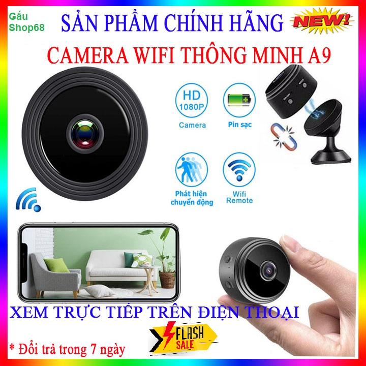 Camera siêu nhỏ giá rẻ, Camera mini không dây kết nối điện thoại, Camera mini siêu nhỏ A9 WiFi Full HD
