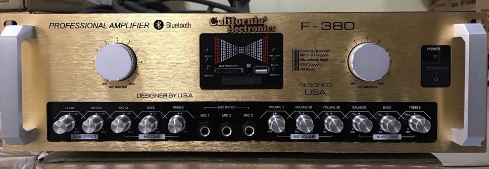 [Trả góp 0%]Đẩy Liền vang Âm ly  liền vang California F380 chống hú mic có blutoot tiện dụng chuẩn hãng hát karaoke hay