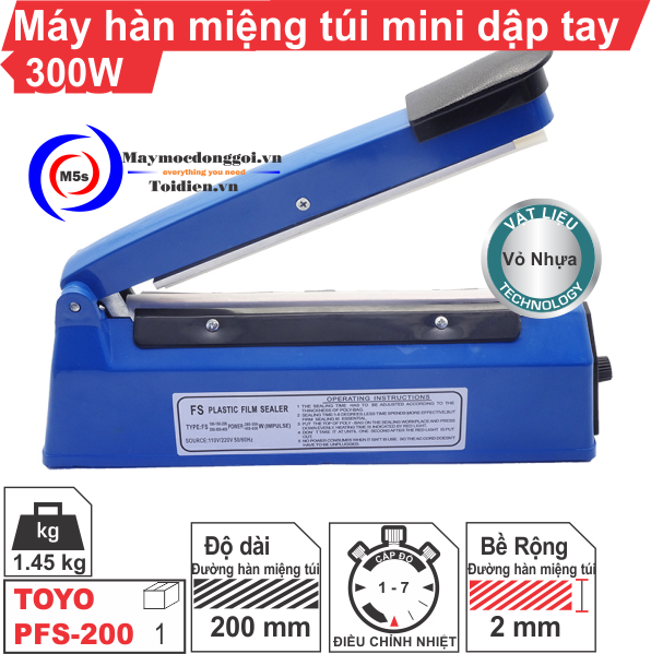 Máy hàn miệng túi bằng tay PFS 200- PFS 300- PFS 400 -máy hàn đóng dập miệng túi đa năng tiện lợi
