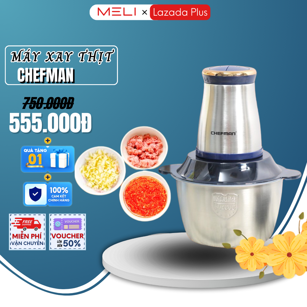 Máy xay thịt chính hãng chefman cm-822 công suất xay 300w dung tích 2l