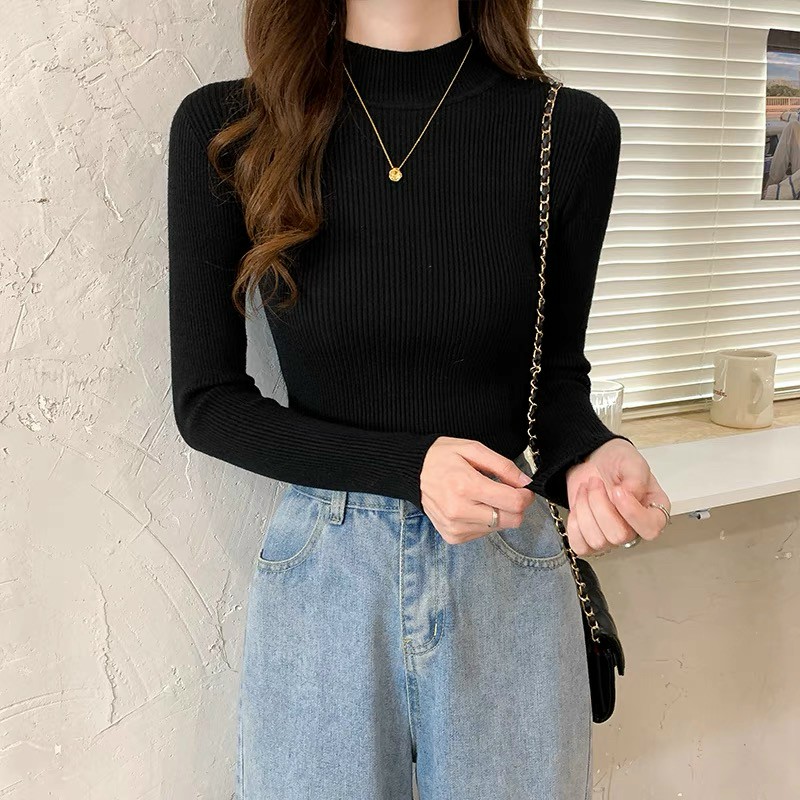 Áo thun nữ dài tay cổ lọ thời trang thu đông nhiều màu ôm body cực tôn dáng chất thun gân dày mịn co dãn 4 chiều bao đẹp