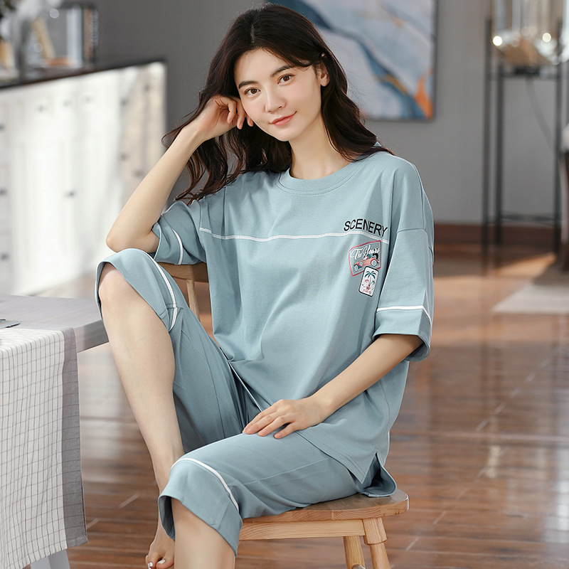 Đồ bộ lửng, đồ mặc nhà quần lửng áo tay cộc thun cotton hàng Quảng Châu
