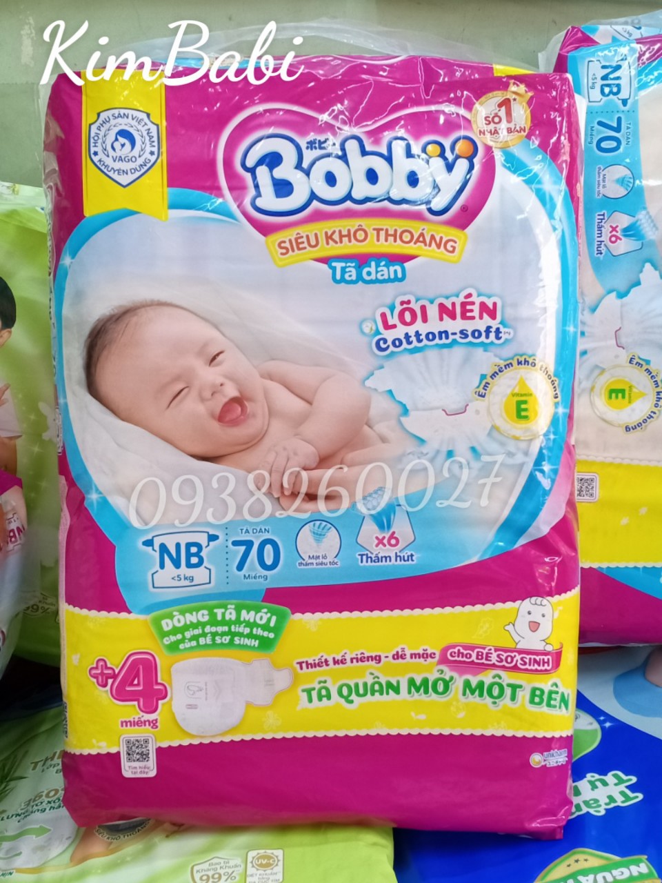 Tã Dán Bobby XS70+4 miếng tã quần (Bé dưới 5kg)