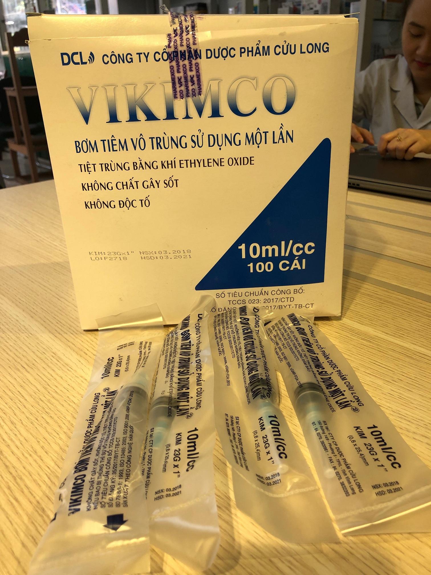 Bơm Kim Tiêm vô trùng 10cc vikimco Hộp 100 cây