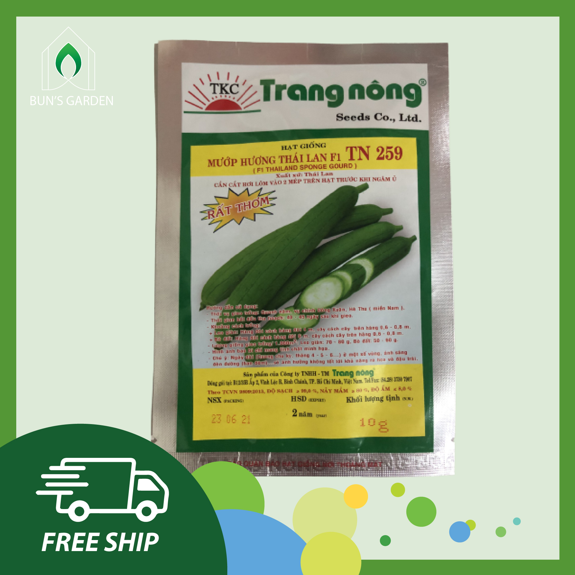 Hạt giống mướp hương thái lan F1 - Trang Nông - giống quả dài, thơm, siêu nhiều trái
