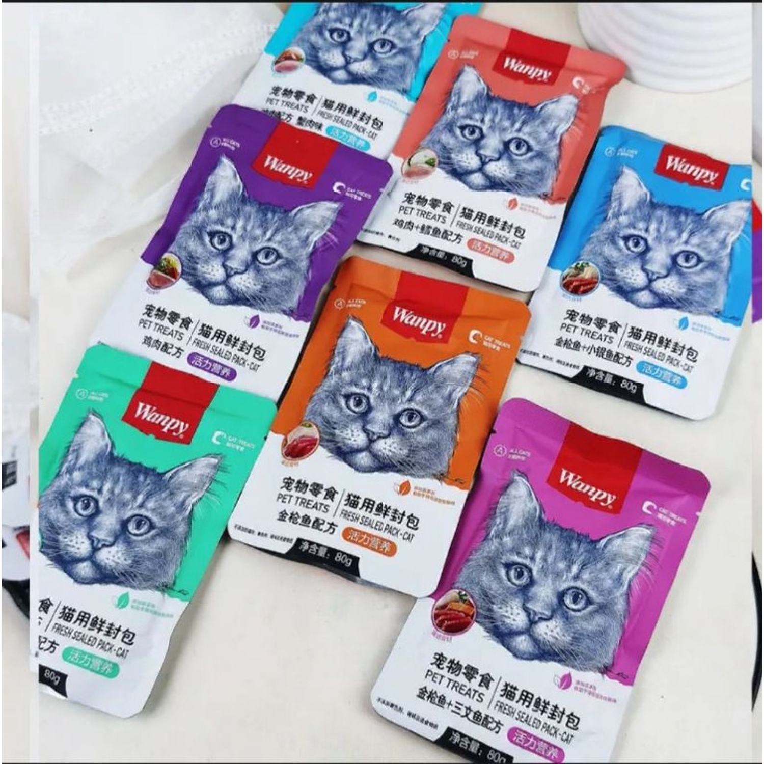 Combo 25 và 50 gói Pate Wanpy 80gr đủ 7 vị dành cho mèo _ Hỗ trợ mix vị thoải mái