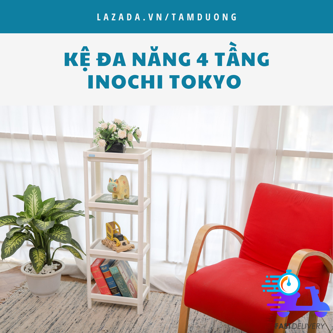 Kệ đa năng 4 tầng Inochi (thiết kế hiện đại tháo lắp dễ dàng, kết cấu chắc chắn chịu lực tốt) [HCM-Giao hoả tốc 2h]