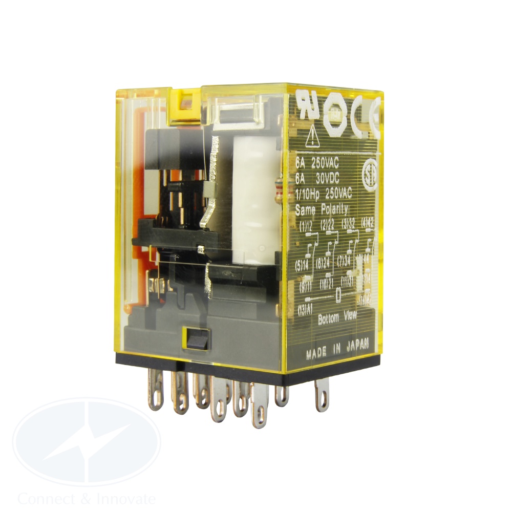 Relay idec ru4s 6a, 14 chân dẹp, có đèn, xuất xứ nhật