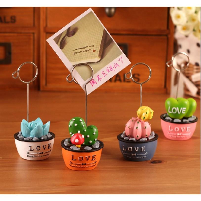 Chậu note tròn xương rồng kẹp ảnh kẹp tài liệu xinh