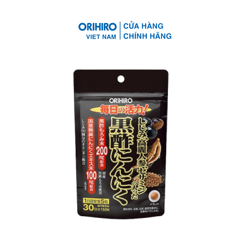 Viên Uống Giấm Đen Nhân Sâm Orihiro 150 Viên Giúp Bổ Sung Sesamine Tăng Cường Sức Đề Kháng, Bảo Vệ Sức Khoẻ Tim Mạch