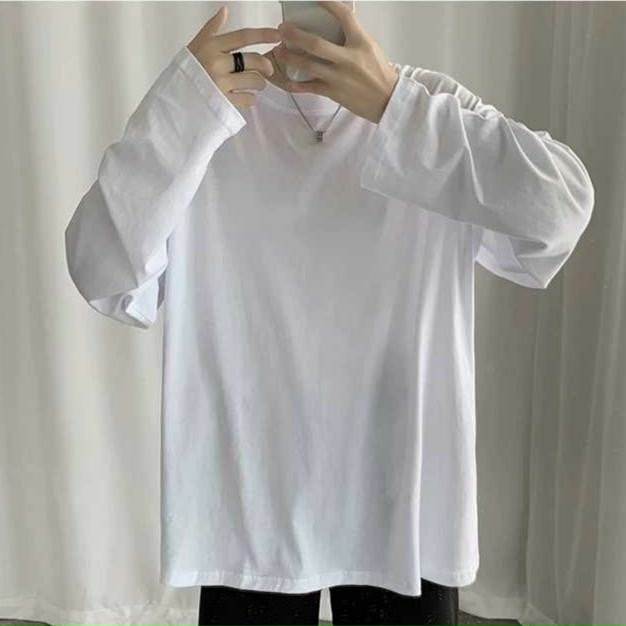 Áo thun trơn nam nữ dài tay form rộng basic chuẩn phong cách hàn quốc