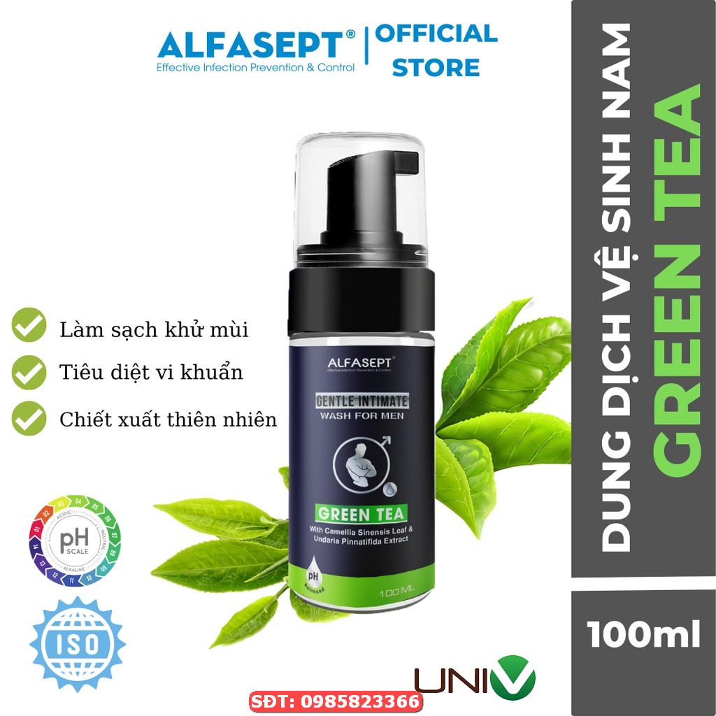 Bọt Vệ Sinh Nam ALFASEPT Gentle Intimate Green Tea Giúp Ngăn Ngừa Vi Khuẩn