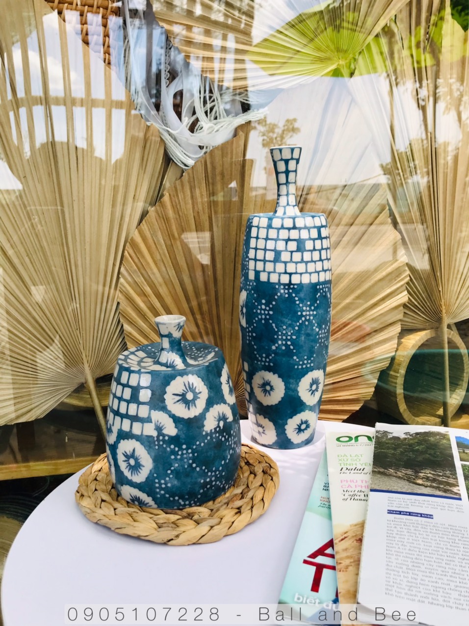 Bình cắm hoa gốm bát tràng cao cấp - họa tiết vẽ tay sang trọng - phong cách châu âu vintage
