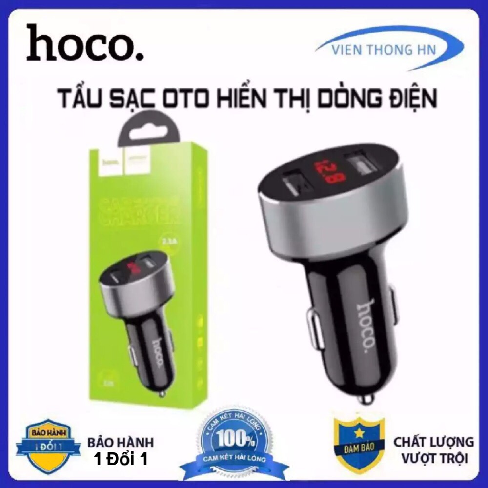 TẨU SẠC OTO  TẨU SẠC NHANH Ô TÔ - CÓ HIỂN THỊ DUNG LƯỢNG ĐIỆN HOCO Z26 - TẨU SẠC XE MÁY