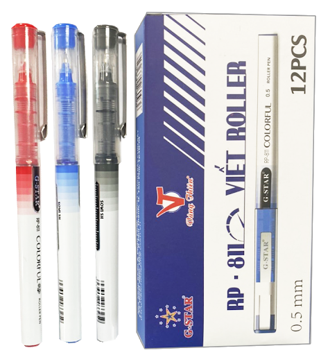 Hộp 12 cây viết ROLLER G-STAR cao cấp ngòi 0.5mm sử dụng đầu bi tạo độ siêu trơn, nét bút đều, mực khô ngay sau khi viết