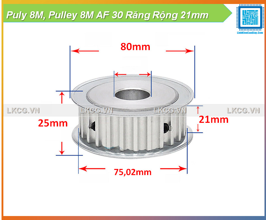 Puly 8m, pulley 8m af 30 răng rộng 21mm