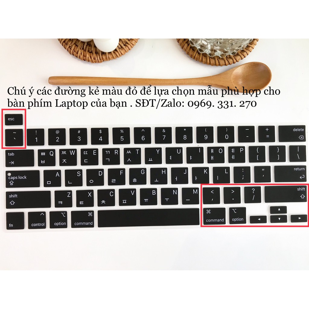 Phủ phím silicon tiếng hàn cho macbook pro 13'' touch bar