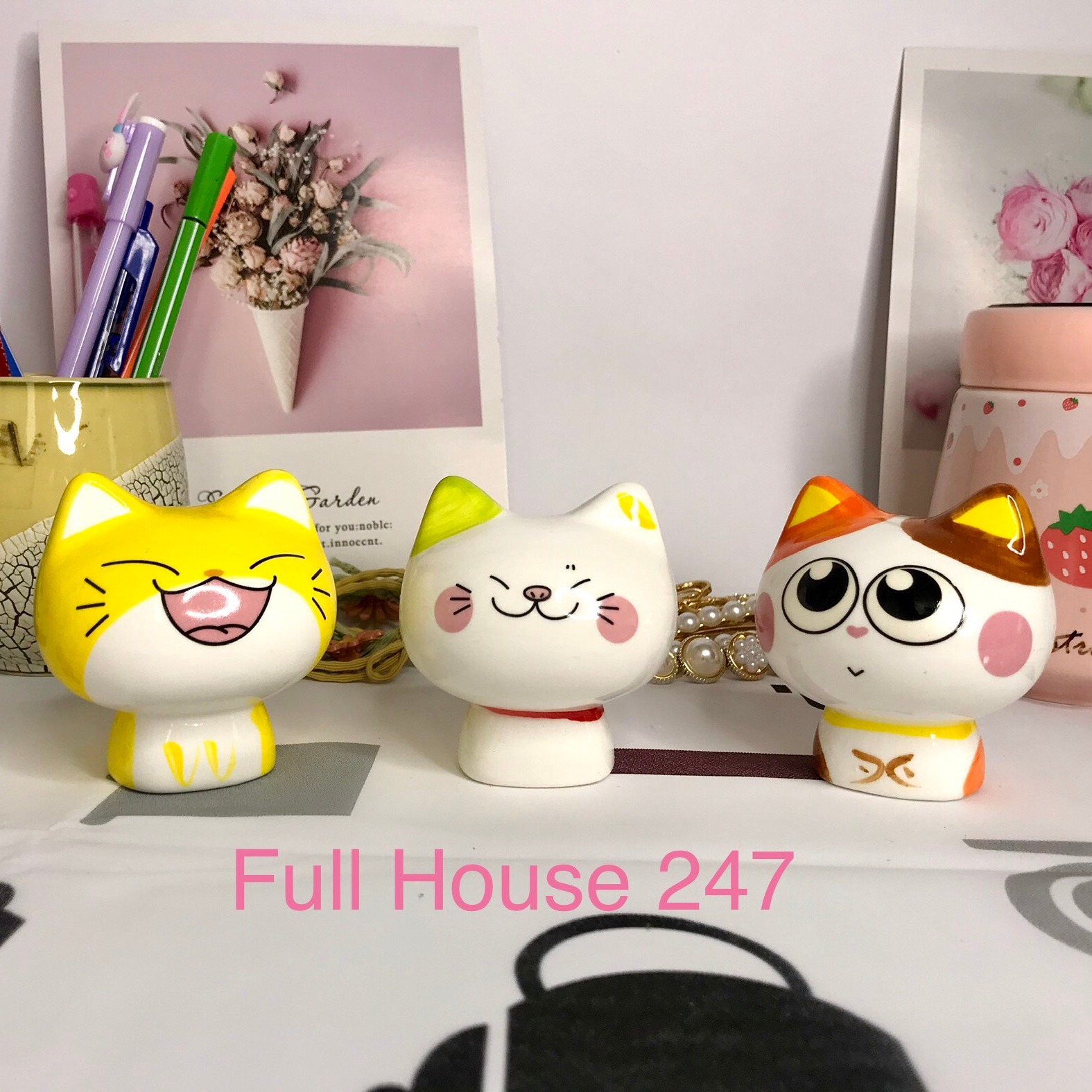 [ẢNH THẬT] Tượng gốm sứ hình mèo neko trang trí bàn làm việc tượng decor mèo các trạng thái đáng yêu ngộ nghĩnh