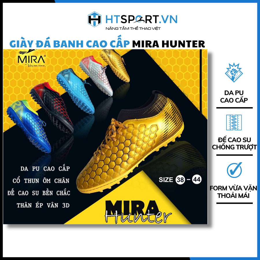 Giày đá banh, giày Mira hunter đá bóng chính hãng sân cỏ nhân tạo Full Box