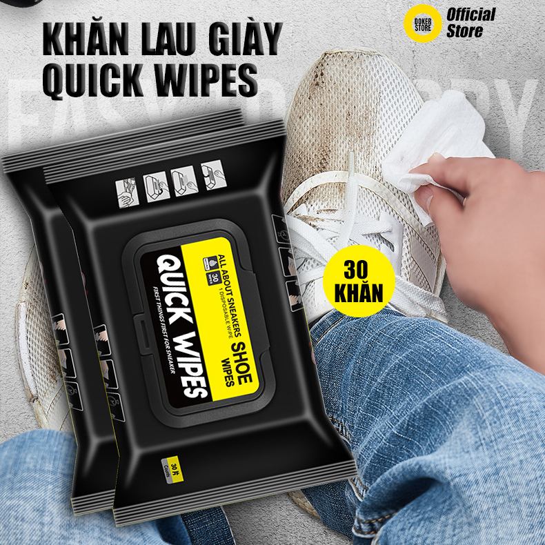  Khăn lau giày Quick Wipes vệ sinh giày sneaker không cần giặt 30 khăn 