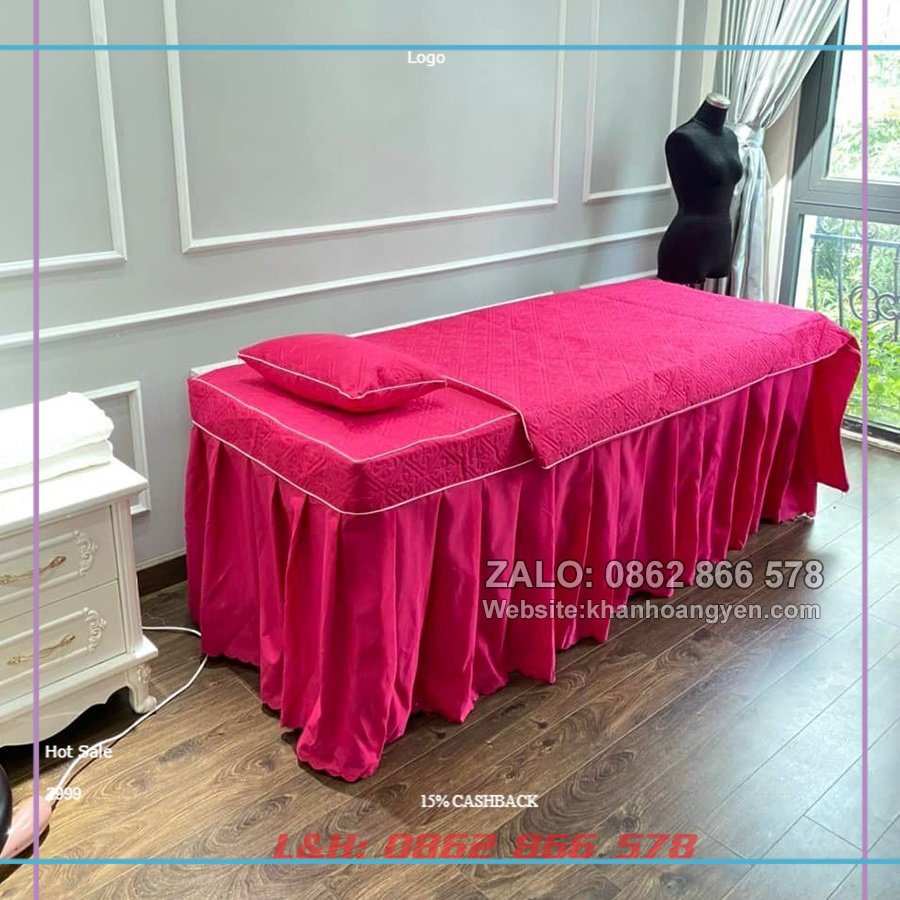 Ga giường vải cotton trần cho spa, nối mi, phim xăm, massage, thẩm mỹ viện