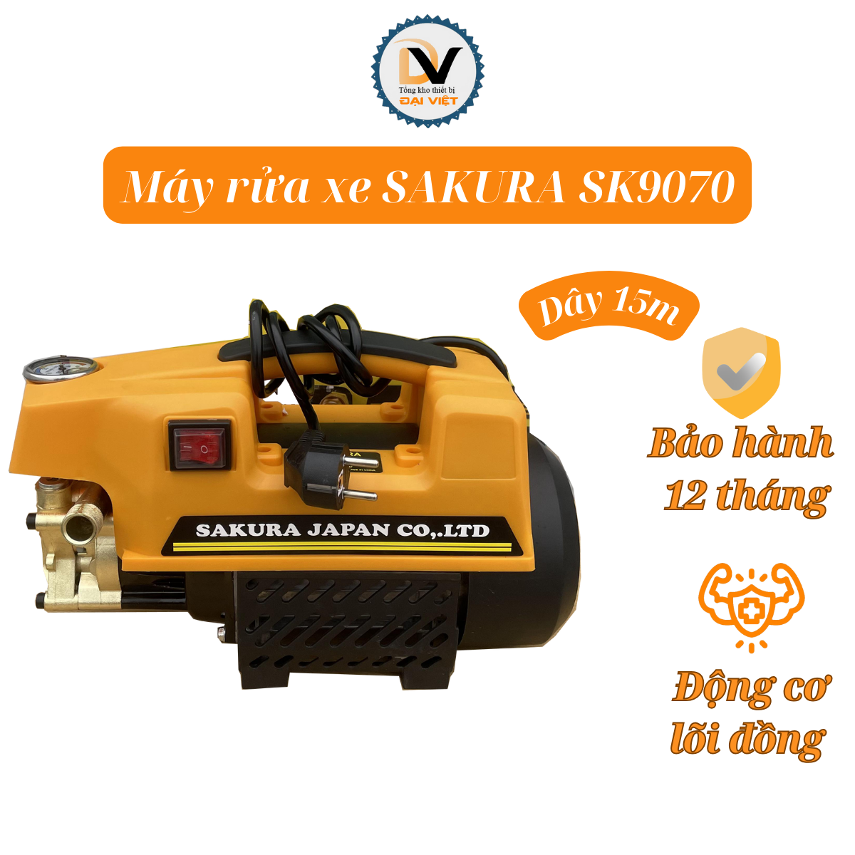 Máy rửa xe mini Sakura - Máy rửa xe gia đình - Máy rửa xe áp lực cao SK9070