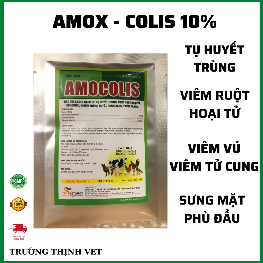  Amox Colis 100gam viêm ruột hoại tử thương hàn tụ huyết trùng. Thú y Trường Thịnh 