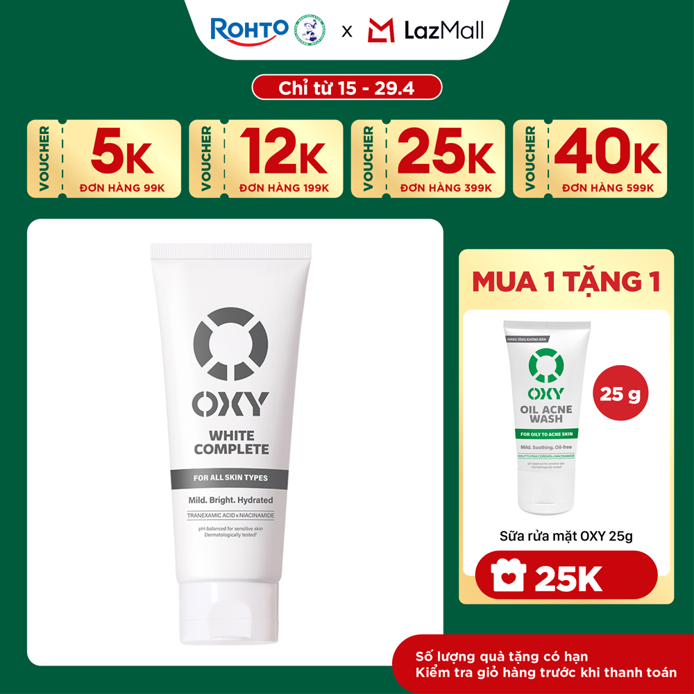 Sữa rửa mặt cho nam OXY sạch dịu nhẹ, sáng da OXY White Complete 100g