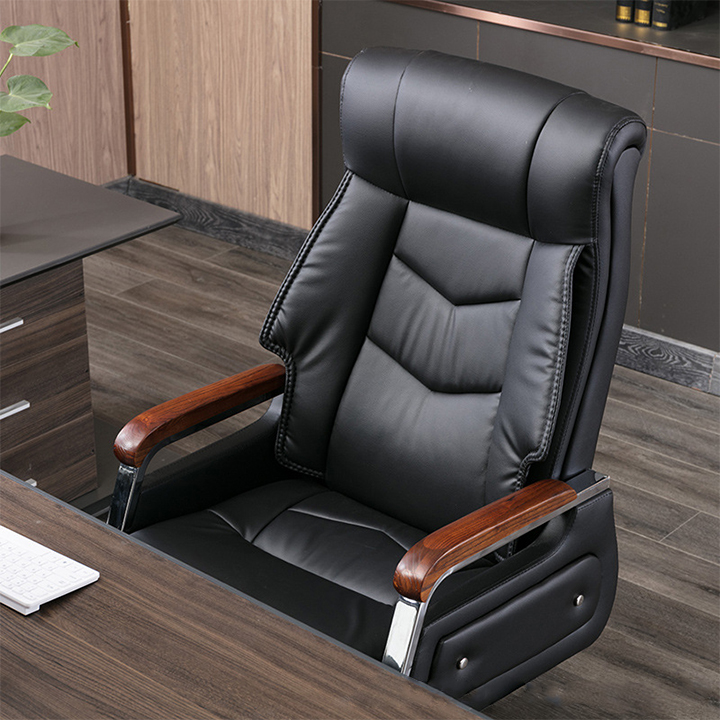 Ghế Xoay Giám Đốc, Ghế Trưởng Phòng Lãnh Đạo Cao Cấp Chất Da PU Kết Hợp Tay Vịn Gỗ Tôn Lên Sự Sang Trọng Quyền Lực