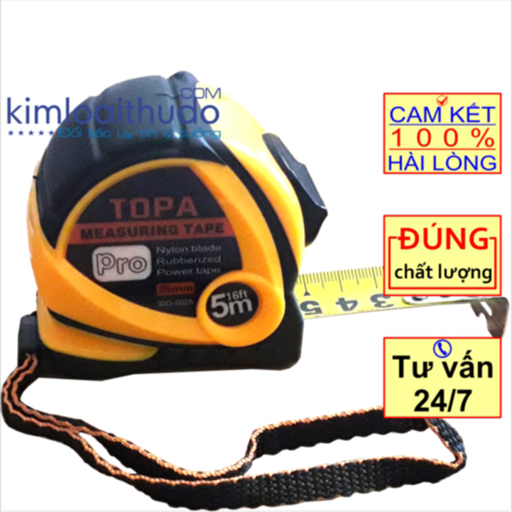 Thước cuộn TOPA tự hãm, tự thu dây. Loại 5m và 7.5m. Chính hãng. Độ chính xác cao, Chuẩn thế giới. Container đè không vỡ