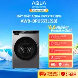 [SẮP RA MẮT 2026] Máy giặt cửa trước AQUA Inverter 8kg AW8-BP0533L(S8) - Bảo hành 2 năm - Freeship toàn quốc