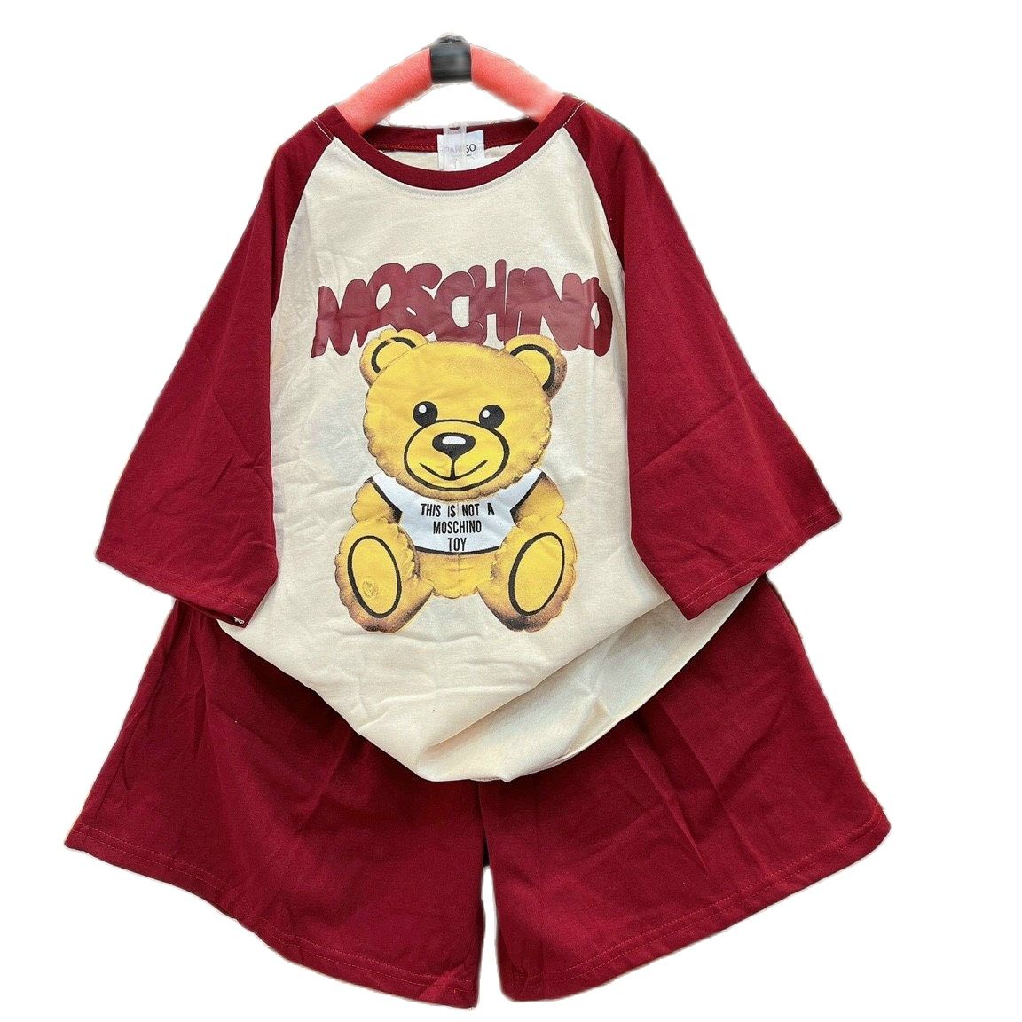 Set đồ bộ nữ bigsize áo thun form rộng tay raglan GÂU DÂU quần đùi lưng thun ống rộng vải thun cotton - đồ bộ size đại TU