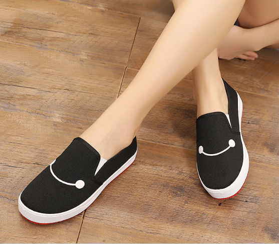 Giày lười nữ giày slip on nữ họa tiết mặt cười to dễ thương
