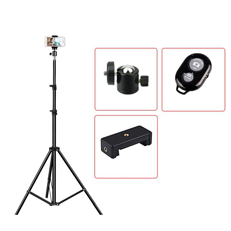 Gậy chụp ảnh 3 chân thân nhôm cao 2m1 xoay 360 độ chống rung - Tripod điện thoại, máy ảnh quay video, gậy live stream, giá đỡ go pro đa năng