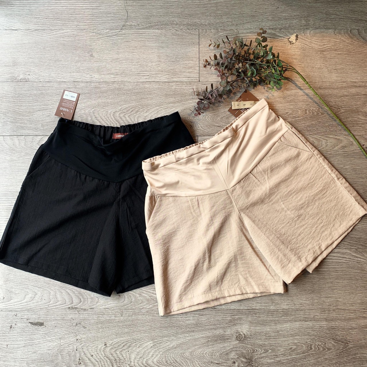 Quần sooc bầu chất đũi mát - Hàng đẹp 4 túi - Đủ size S/M/L/XL/XXL