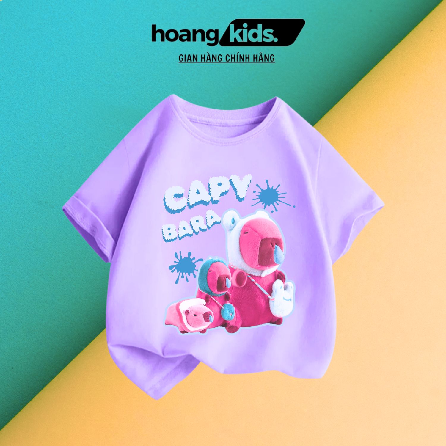Áo thun in hình CAPYBARA chuột lang chảy nước mũi cộc tay bé gái mềm mịn,thấm hút mồ hôi từ 18-60kg hoangkids - 3
