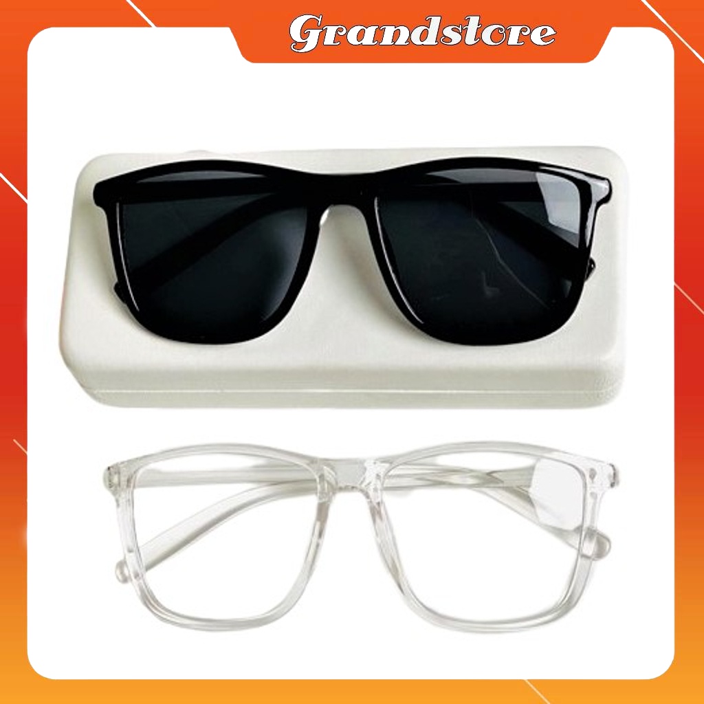 Mắt kính mát V tây gọng nhựa mỏng đen trắng thời trang nam nữ unisex, kiếng râm tròng chữ nhật đen, trong suốt gọng mảnh