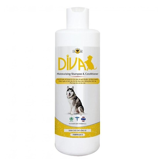 Sữa tắm cho chó DIVA vàng dưỡng ẩm khử mùi 260 ml