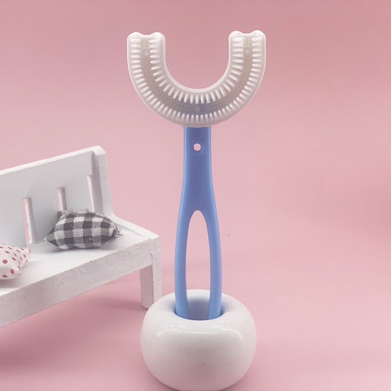 Bàn chải trẻ em đánh răng cho bé - bàn chải đáng răng trẻ em chữ U silicon mềm mại