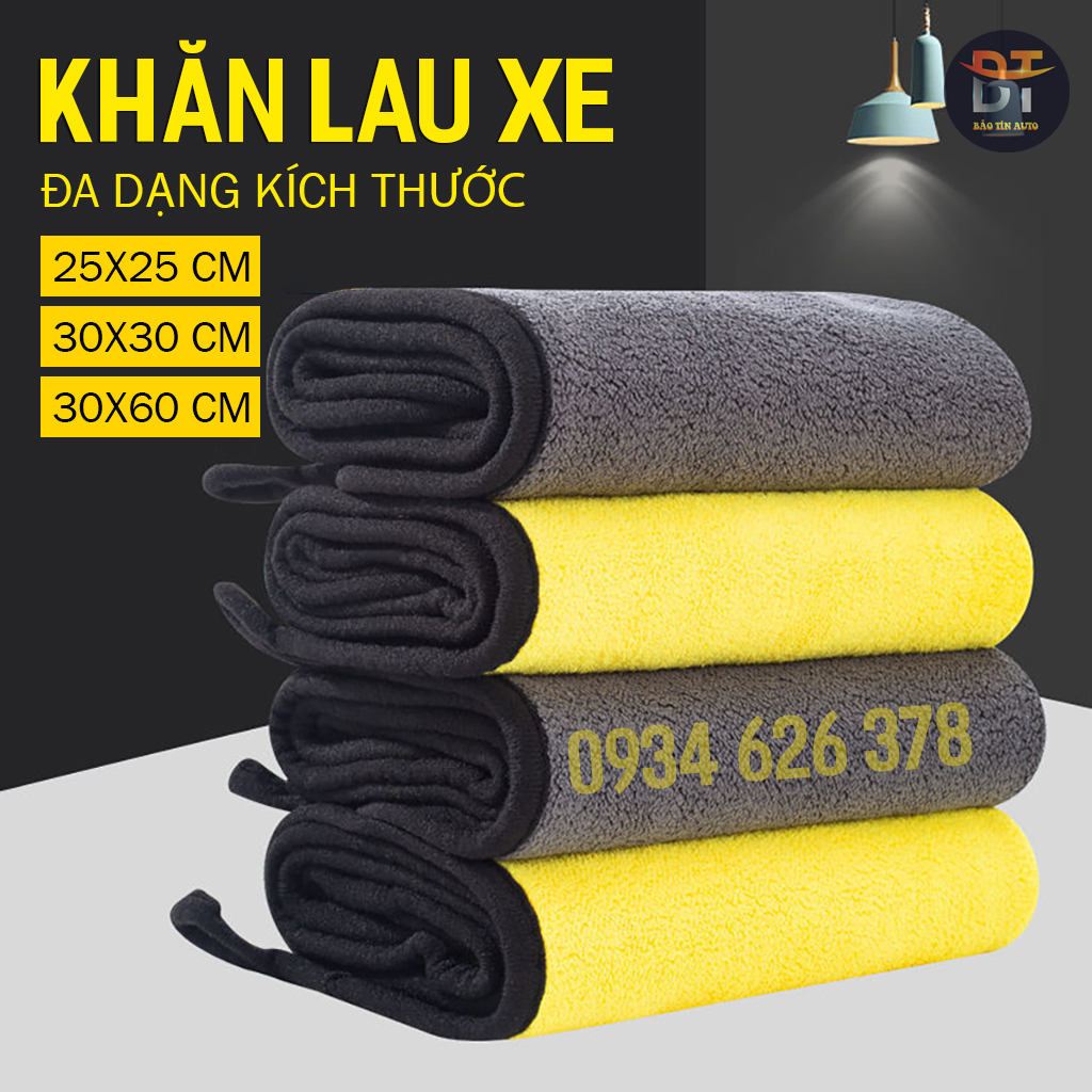 Khăn lau rửa ô tô, xe máy chuyên dụng khăn microfiber 3m cao cấp lau kính vệ sinh oto xe hơi siêu mề