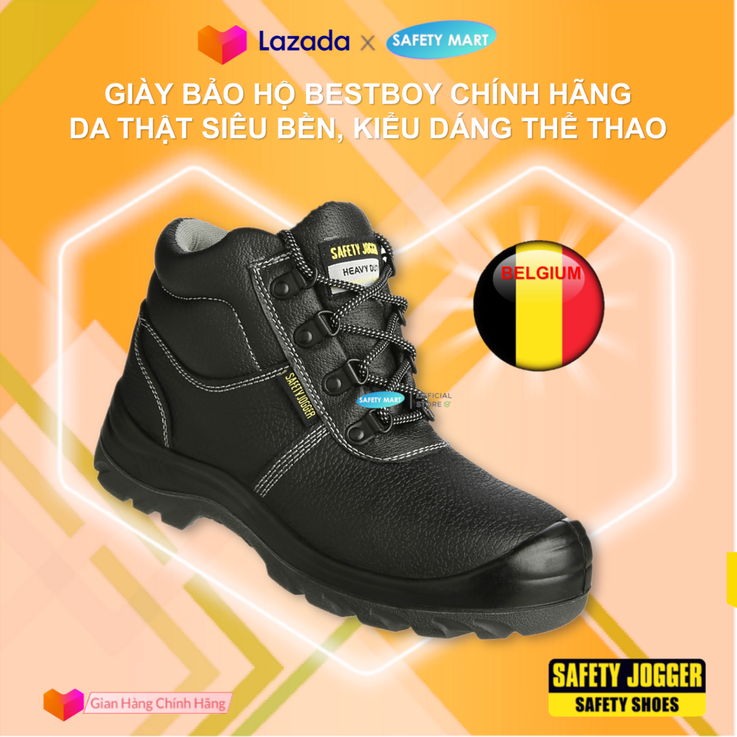 Giày bảo hộ lao động nam Jogger Bestboy S3 cao cổ, giày nam cam kết da bò thật, chống nước, mũi và đế thép ,chống đinh ,chống va đập, chuẩn bảo hộ S3 Châu Âu, giày bảo hộ nam jogger - Hàng Chính Hãng Safety Mart Official