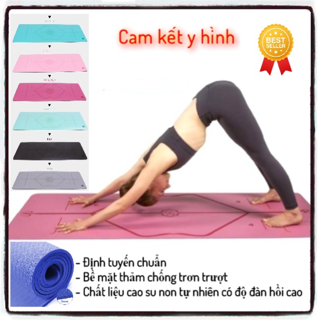 Thảm tập yoga 6mm chất liệu cao su non TPE trống trơn trượt đàn hồi tốt thảm yoga định tuyến giúp động tác chuẩn khi tập màu sắc đa dạng