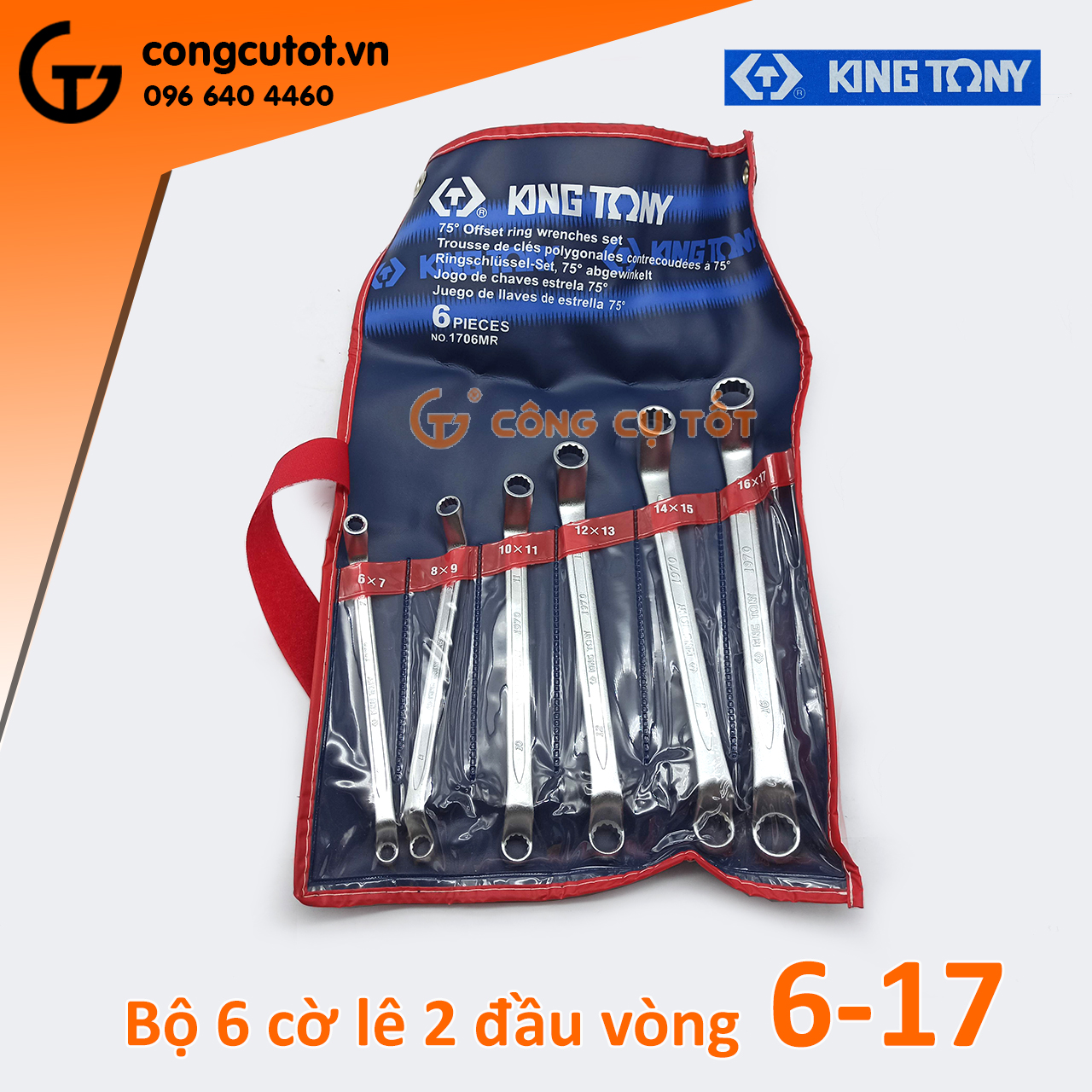 Bộ cờ lê 2 đầu vòng 6 chi tiết 6-17mm kingtony 1706mr